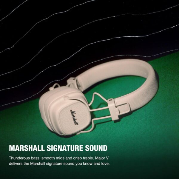 Marshall Major V Wireless On-Ear Headphones, Cream. - Image 4