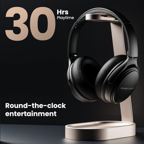 Boult Audio Anchor Bluetooth Wireless Over Ear Headphones with Mic, Active Noise Cancellation, 30H Playtime, AUX Option, Type-C Fast Charging, Massive 40mm Drivers, Sweatproof Gaming ANC Headphones - Image 4